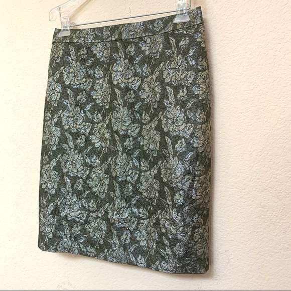 J. Crew Collection Green Gold Silk Floral Lace B2/16 - Picture 4 of 9